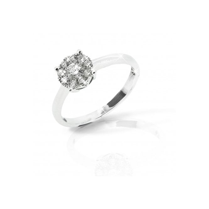 MCN Fine Jewellery Diamond Illusion Set and White Gold Solitaire Ring