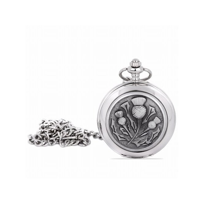 MCN Scottish Gifts Pewter Thistle Quartz Pocket Watch PW102Q