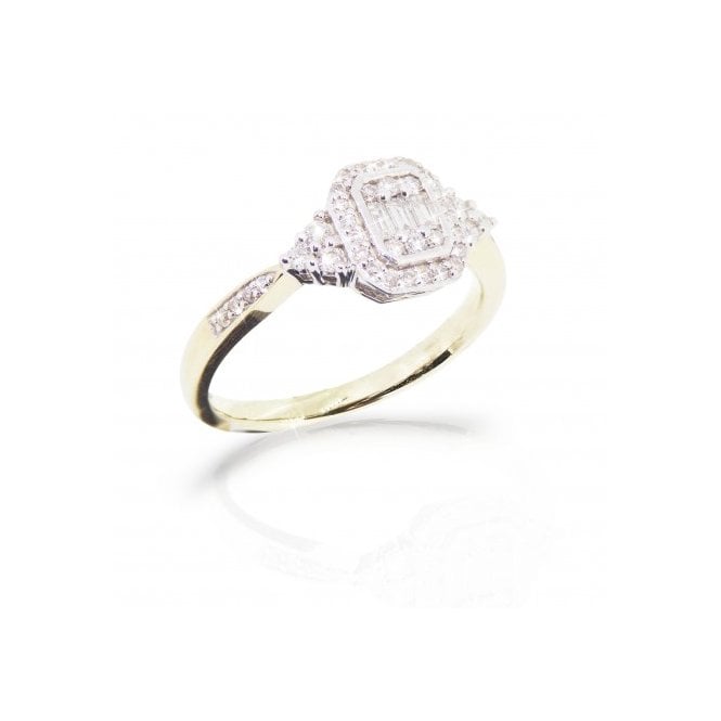 MCN Fine Jewellery 9ct Yellow Gold Brilliant Cut Diamond Cluster Ring