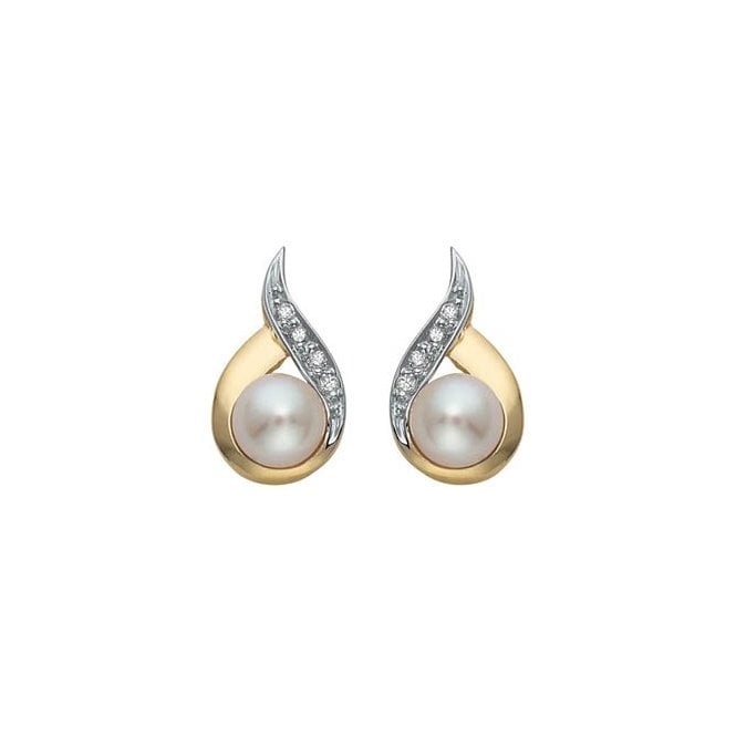 MCN Fine Jewellery 9ct Yellow Gold Diamond and Pearl Set Earrings
