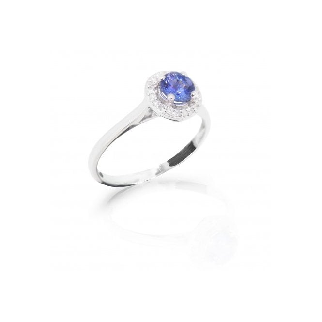 MCN Fine Jewellery 9ct White Gold Round Tanzanite Diamond Cluster Ring