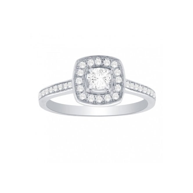 MCN Fine Jewellery 9ct White Gold Square Diamond Cluster Ring