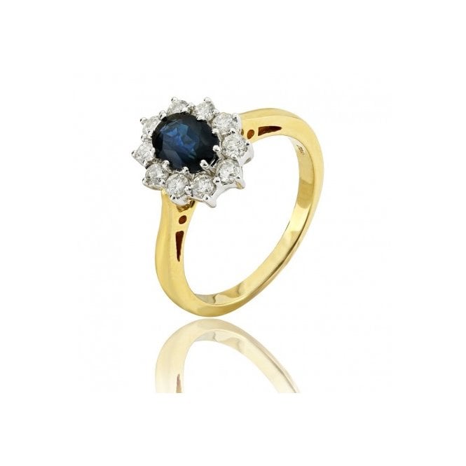 MCN Fine Jewellery Diamond Ring Sapphire Yellow Gold Cluster