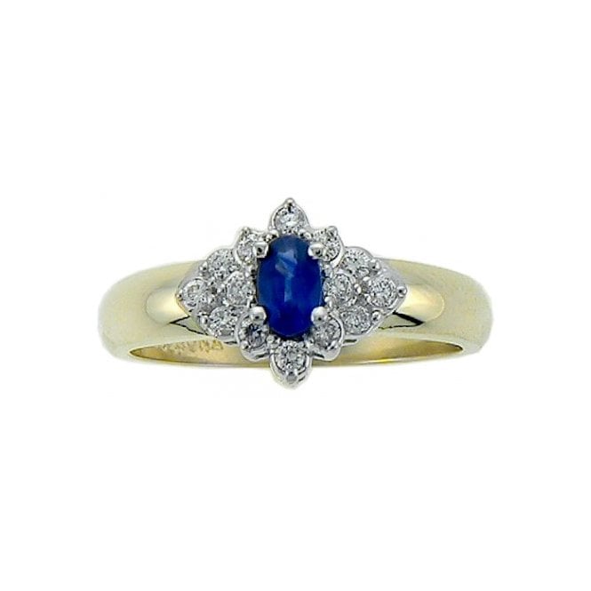 MCN Fine Jewellery 9ct Yellow Gold Sapphire and Diamond Cluster Ring