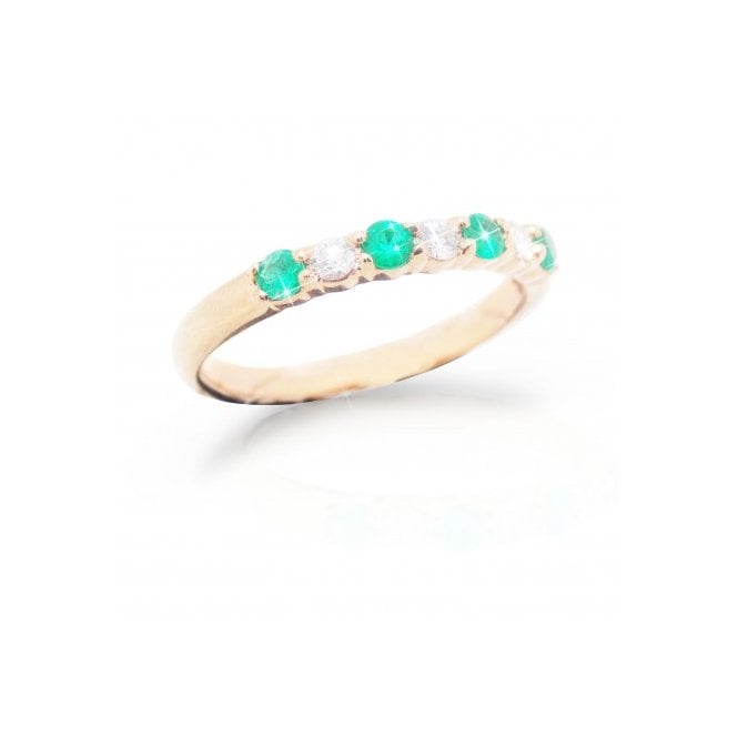 MCN Fine Jewellery 9ct Rose Gold Diamond Emerald Eternity Ring