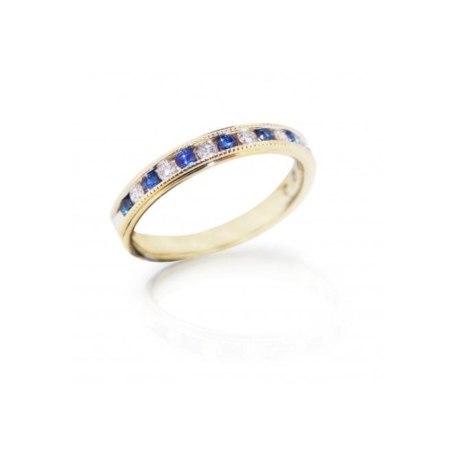 MCN Fine Jewellery 9ct Yellow Gold Sapphire and Diamond Eternity Ring