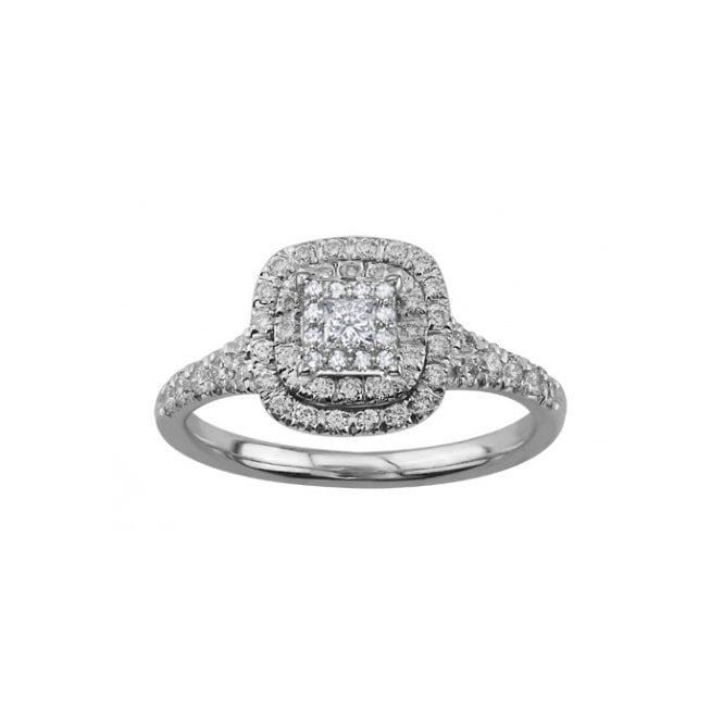 MCN Fine Jewellery 9ct White Gold Diamond Tiered Cluster Ring