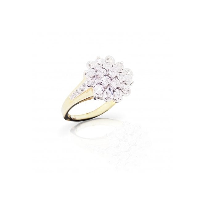 MCN Fine Jewellery 9ct Yellow Gold Snowflake Cluster Ring