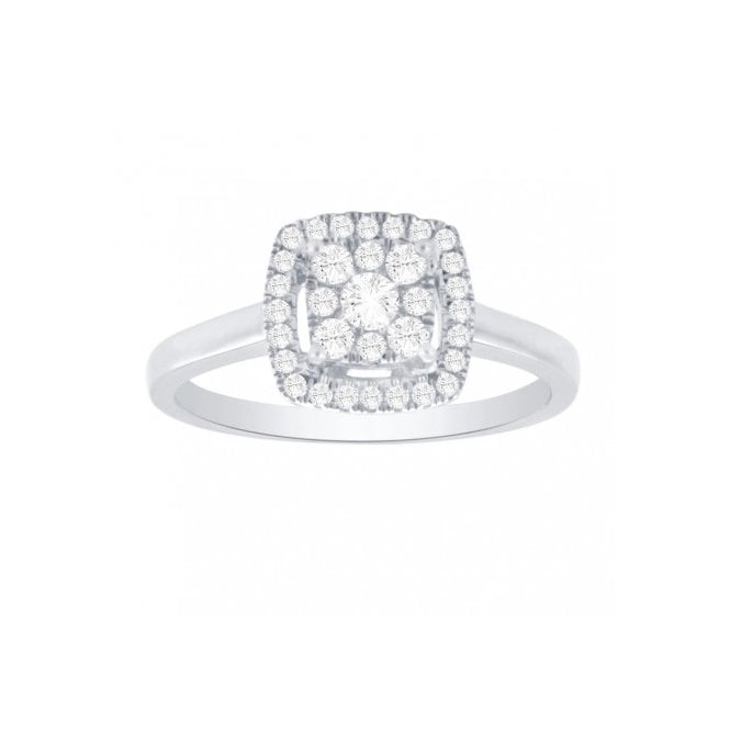 MCN Fine Jewellery 9ct White Gold Square Cluster Ring