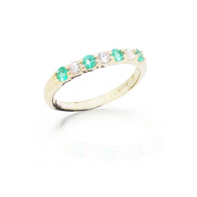 MCN Fine Jewellery 9ct Yellow Gold Emerald Diamond Eternity Ring