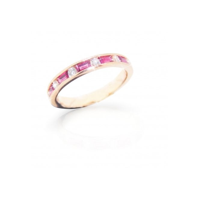 MCN Fine Jewellery 9ct Yellow Gold Ruby and Diamond Eternity Ring