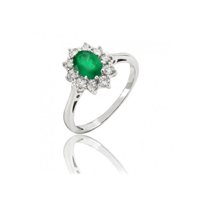 MCN Fine Jewellery Diamond Ring Emerald Cluster