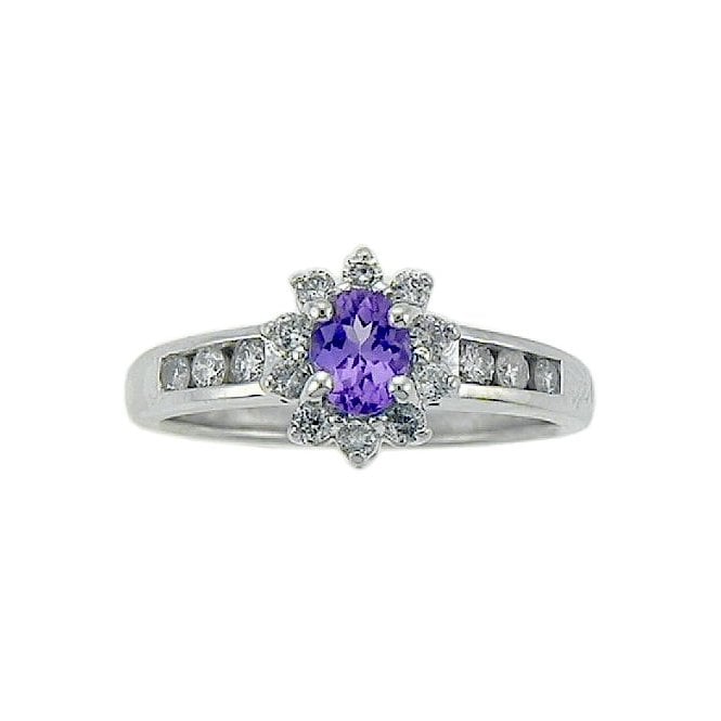 MCN Fine Jewellery 9ct White Gold Tanzanite and Diamond Cluster Ring