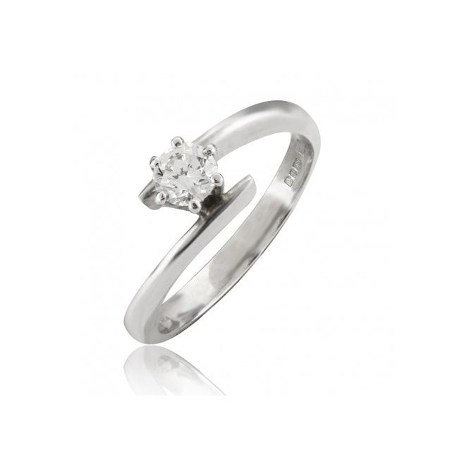 MCN Fine Jewellery Solitaire Diamond Ring Platinum Cross Over