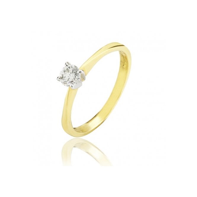 MCN Fine Jewellery Solitaire Diamond Ring Round Cut Yellow Gold