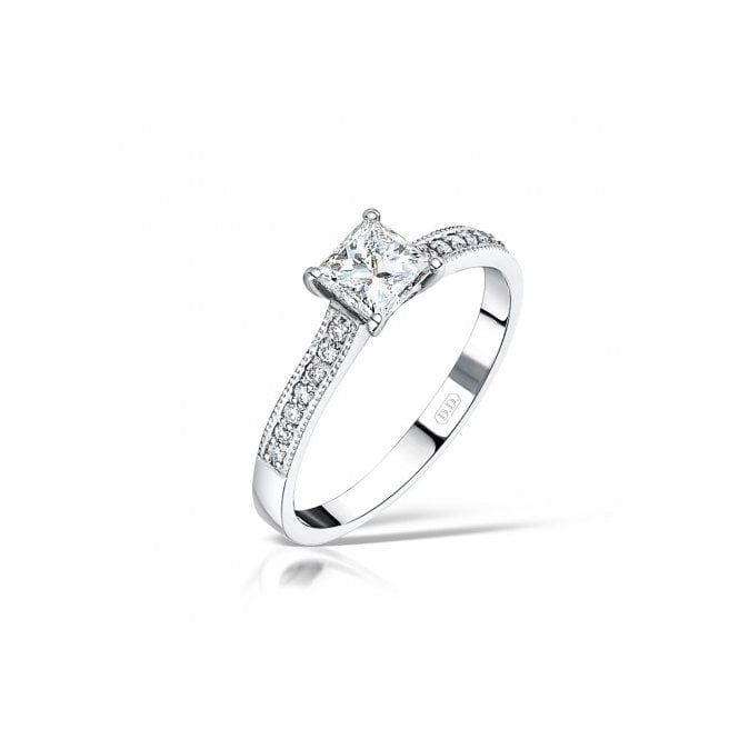 MCN Fine Jewellery Princess Cut Diamond Ring With Diamond Set Shoulders