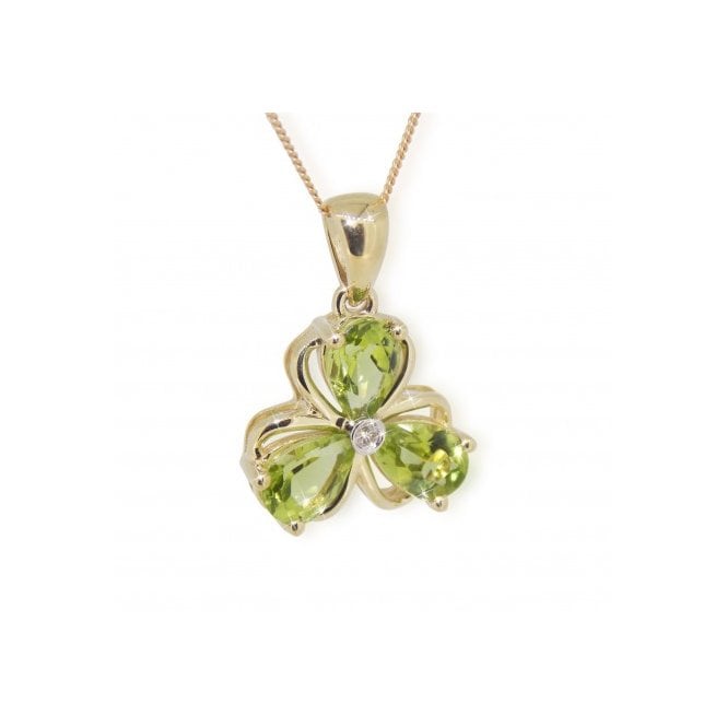 MCN Fine Jewellery 9ct Gold Peridot and Diamond Clover Pendant
