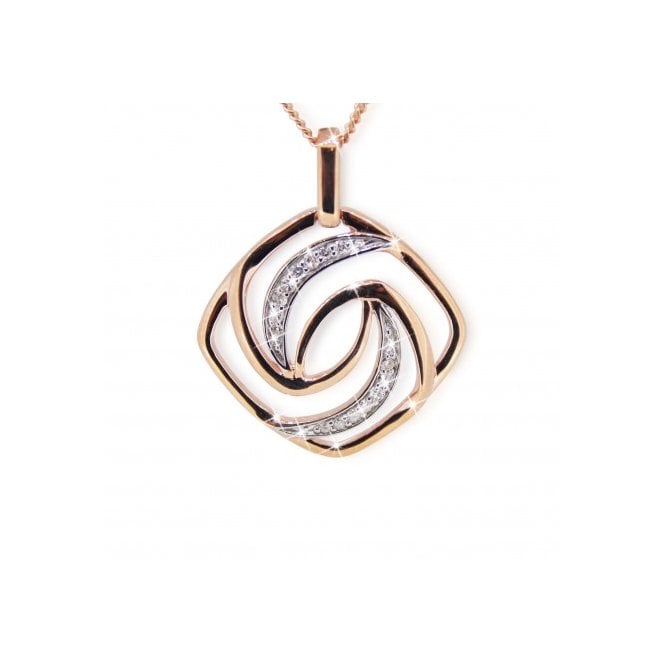 MCN Fine Jewellery 9ct Rose Gold Diamond Set Swirl Pendant