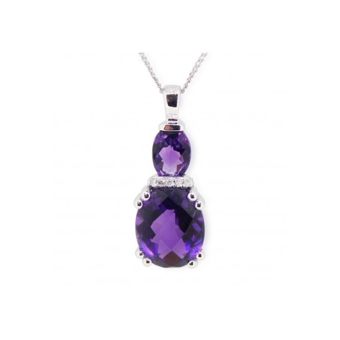 MCN Fine Jewellery 9ct White Gold Amethyst Diamond Pendant