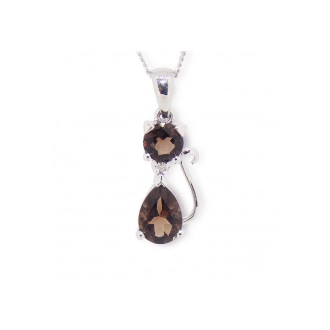MCN Fine Jewellery 9ct White Gold Smoky Quartz and Diamond Pendant