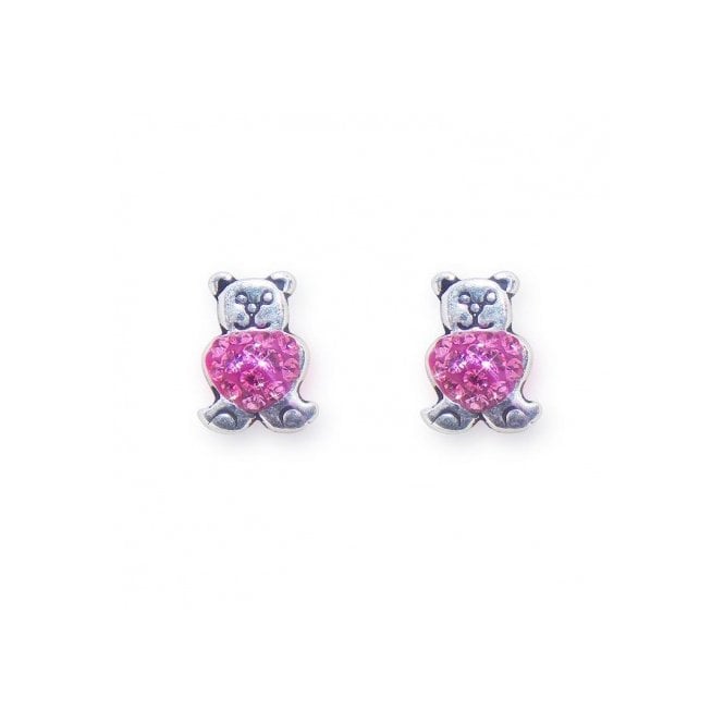 MCN Jewellery Teddy Pink Silver Stud Earrings