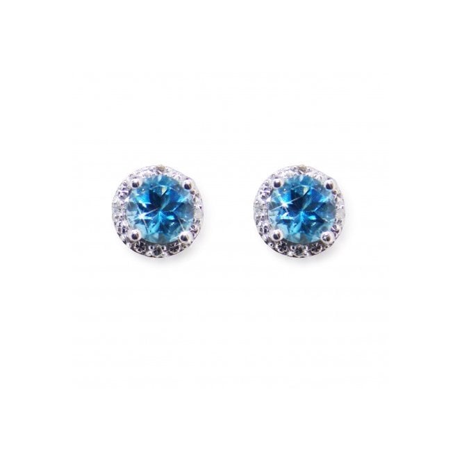 MCN Fine Jewellery 9ct White Gold Blue Topaz and Diamond Earrings