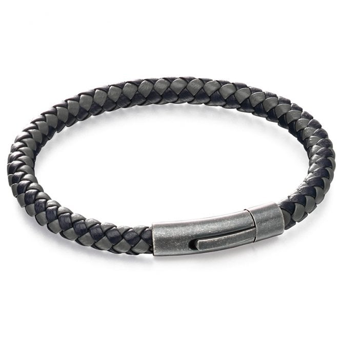 Fred Bennett Grey & Blue Leather Woven Bracelet B5062