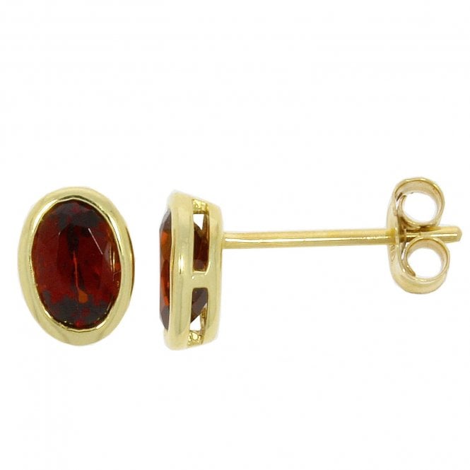 MCN Fine Jewellery Yellow Gold Garnet Stud Earrings