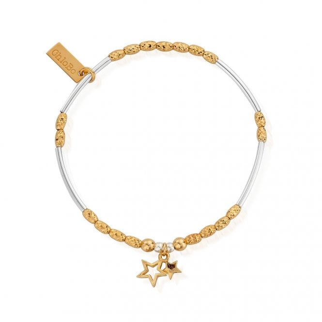 ChloBo Gold And Silver Double Star Bracelet GMBMNSR1128