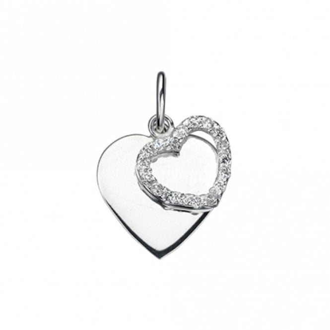 MCN Jewellery Clear Cubic Zirconia Double Heart Pendant P3497C