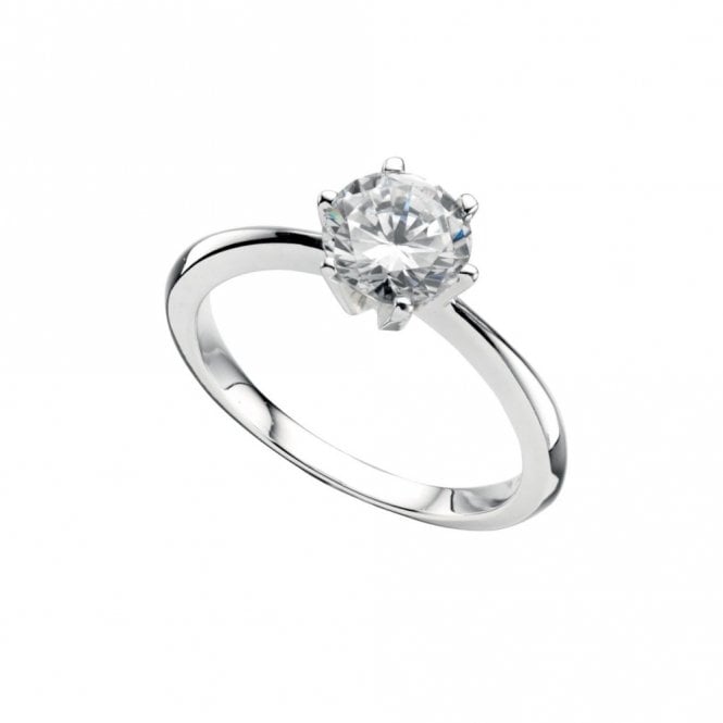MCN Jewellery Round Clear CZ Silver Ring R926C