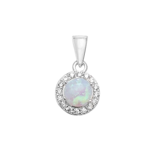 MCN Jewellery Sterling Silver Opal and Zirconia Pendant SP261B
