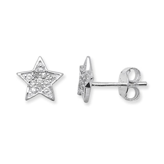 MCN Jewellery Sterling Silver Star Cubic Zirconia Earrings SE646A
