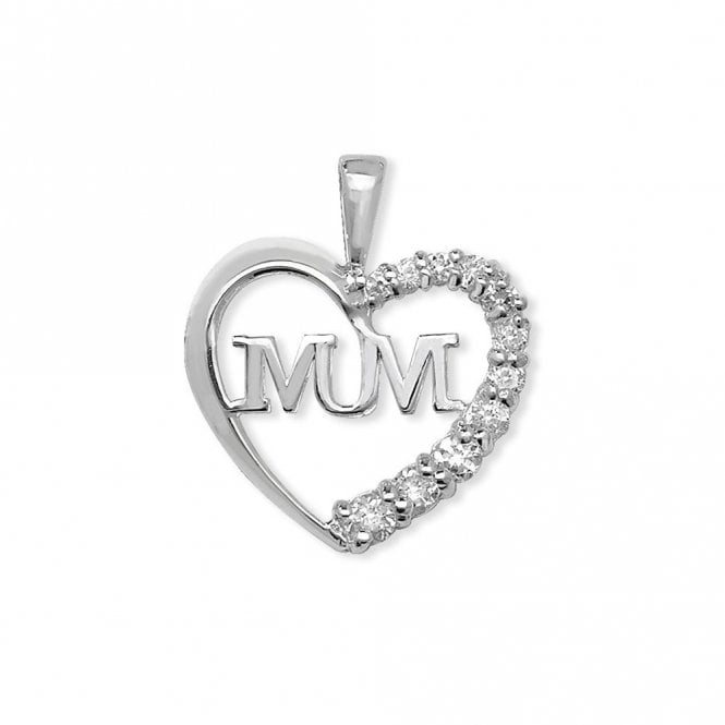 MCN Jewellery CZ Mum Heart Pendant SP630B