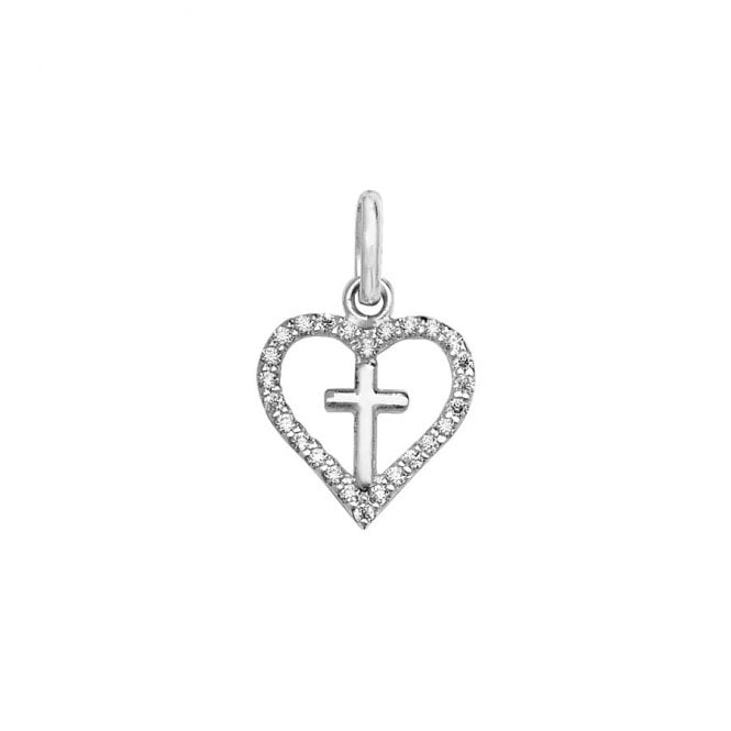 MCN Jewellery CZ Heart With Cross Pendant SP725B