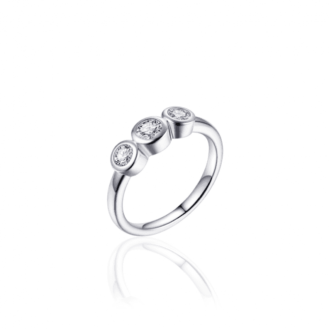 MCN Jewellery Round Triple Stone Silver Ring R378