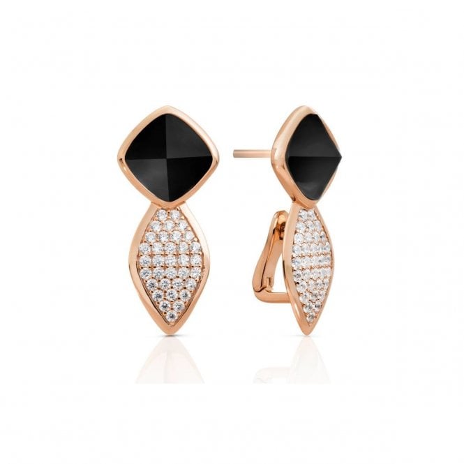 Sparkling Jewels Edge Crystal Onyx Push Back Earrings EAR06-07
