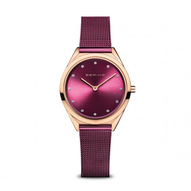 Bering Ultra Slim Purple Polished Rose Gold Watch 17031-969