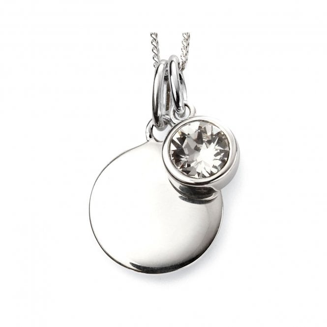 MCN Jewellery Beginnings April Birthstone Engravable Disc Necklace P4593