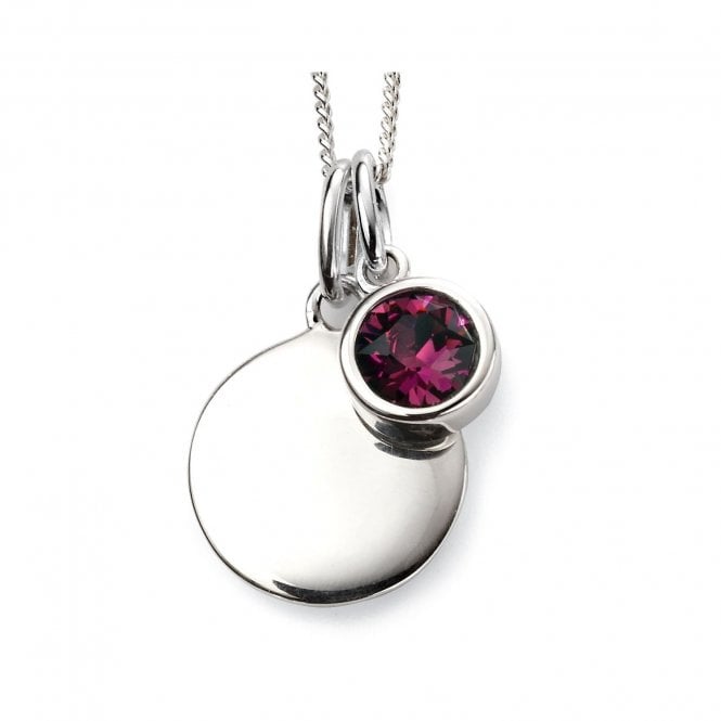 MCN Jewellery Beginnings February Birthstone Engravable Disc Necklace P4591