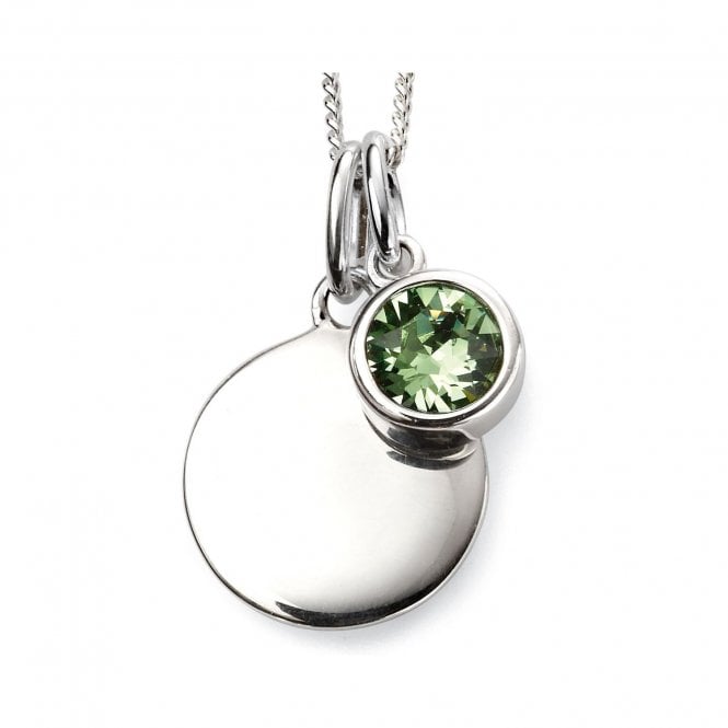 MCN Jewellery Beginnings August Birthstone Engravable Disc Necklace P4597