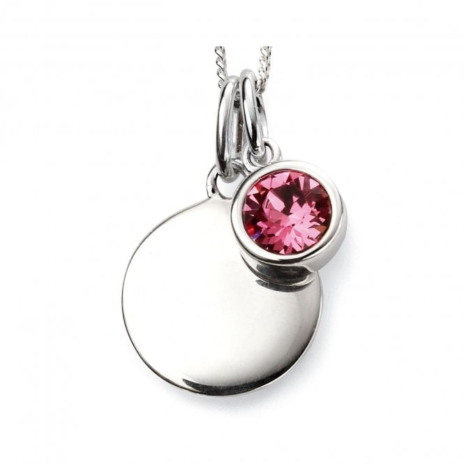 MCN Jewellery Beginnings October Birthstone Engravable Disc Necklace P4599