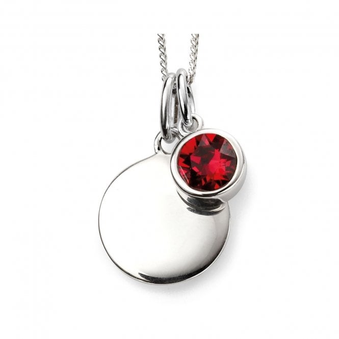 MCN Jewellery Beginnings July Birthstone Engravable Disc Necklace P4596