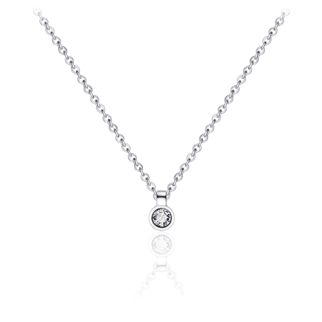 MCN Jewellery Round Silver Cubic Zirconia Pendant & Chain