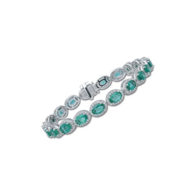 MCN Fine Jewellery 9ct White Gold Emerald & Diamond Bracelet