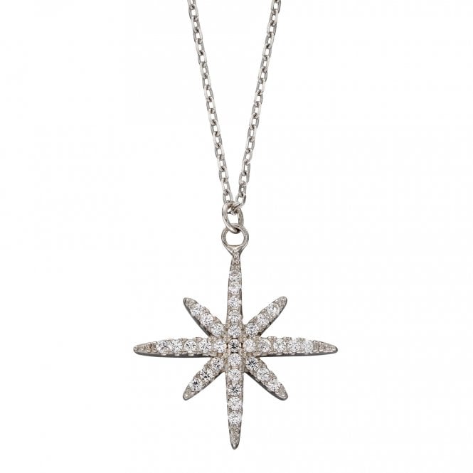 MCN Jewellery Cubic Zirconia Starburst Necklace N4421C