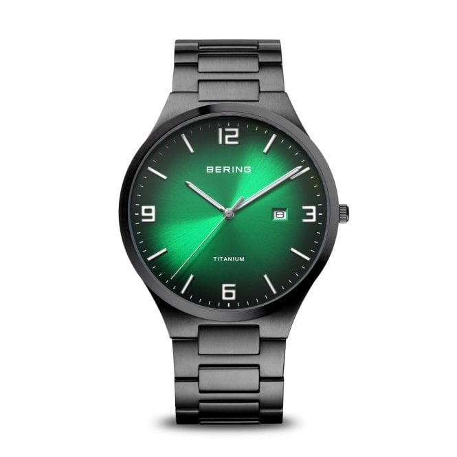 Bering Mens Titanium Brushed Black Watch 15240-728