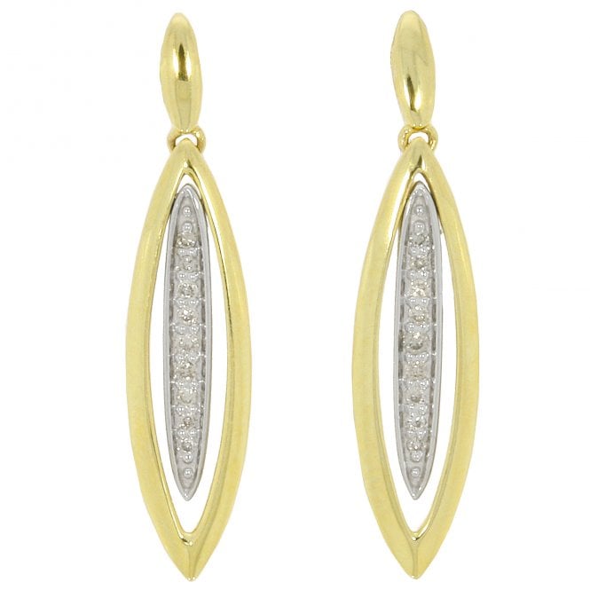 MCN Fine Jewellery 9CT Gold Diamond Elipse Drop Earrings