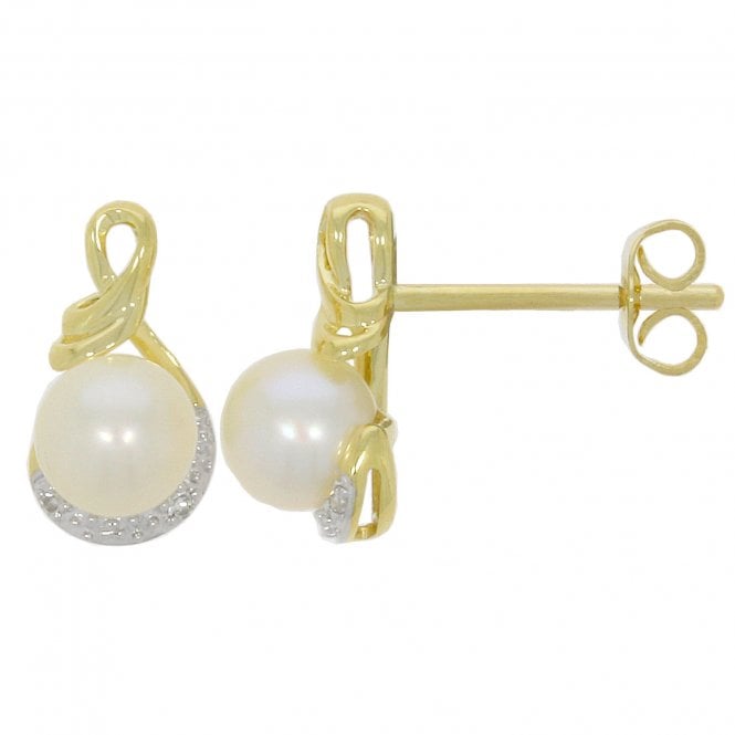 MCN Fine Jewellery 9CT Gold Pearl & Diamond Earrings