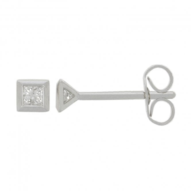 MCN Fine Jewellery 9CT White Gold Diamond Princess Studs